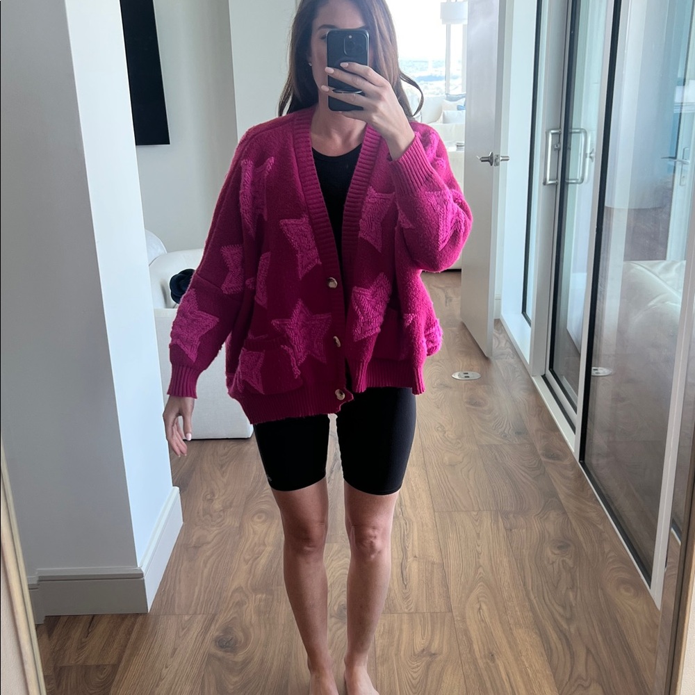 BUCKETLIST Fuchsia Star Cardigan